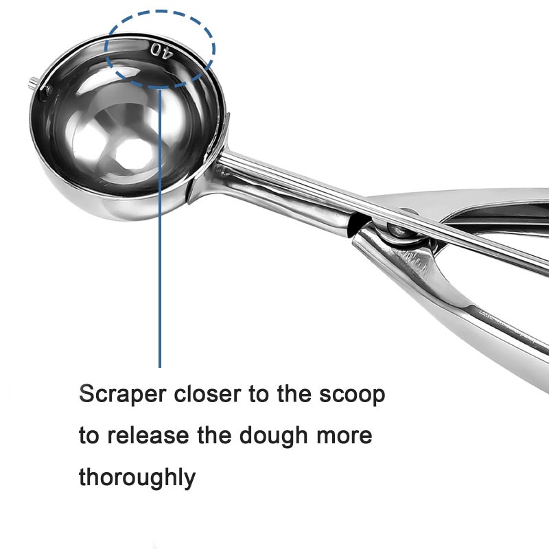 Saebye Cookie Scoop Set, Ice Cream Scoop Set, 3 PCS Metal Ice Cream Scoop Trigger Include Large-Medium-Small Size, Select 18/8 Stainless Steel, Secondary Polishing - Image 5
